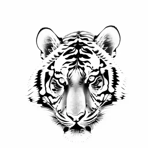 tiger coming out of jungle with paw stuck out to kill tattoo design idea
