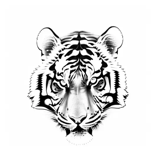 tiger coming out of jungle with paw stuck out to kill tattoo design idea