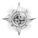 viking compass with 2 crows and tree roots tattoo design idea