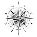 viking compass with 2 crows and tree roots tattoo design idea