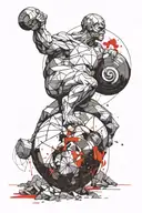 Sisyphus rolling boulder tattoo design idea