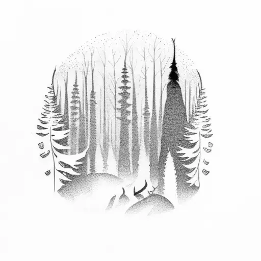forest silhouette  tattoo design idea