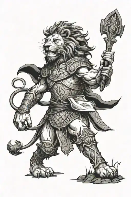 lion and gladiator tattoo design idea