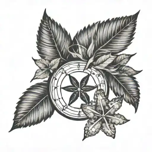 pinetree and a sand dollar tattoo design idea