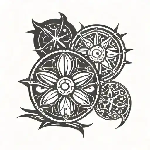 sand dollar and zia symbol tattoo design idea