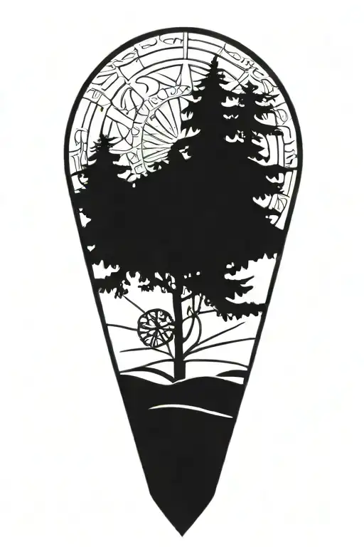 pinetree and a sand dollar tattoo design idea