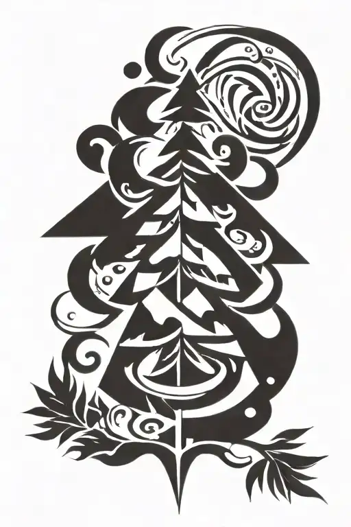 single pinetree  tattoo design idea