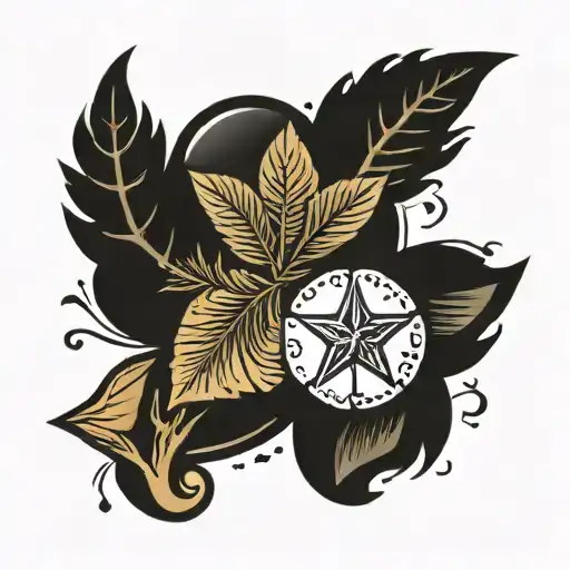 pine tree and a sand dollar bill tattoo design idea