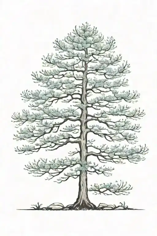 single pinetree tattoo design idea