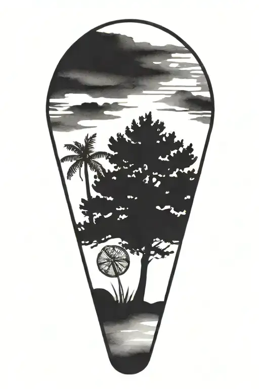 pinetree and a sand dollar tattoo design idea