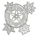 sand dollar and new mexico zia sun symbol intertwined tattoo design idea