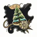 pine tree and a sand dollar bill tattoo design idea