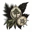 pine tree and a sand dollar bill tattoo design idea