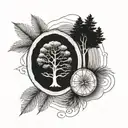 pine tree and a sand dollar bill tattoo design idea