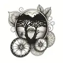 pine tree and a sand dollar bill tattoo design idea