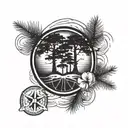 pine tree and a sand dollar bill tattoo design idea