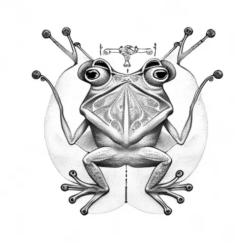 Create a tattoo of a coqui frog wearing a Greek laurel wreath tattoo design idea