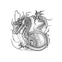 dragon with red spider lily tattoo design idea