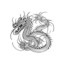 dragon with red spider lily tattoo design idea