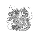dragon with red spider lily tattoo design idea