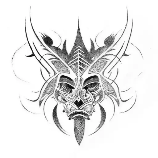 neo tribal, fine line tattoo design idea