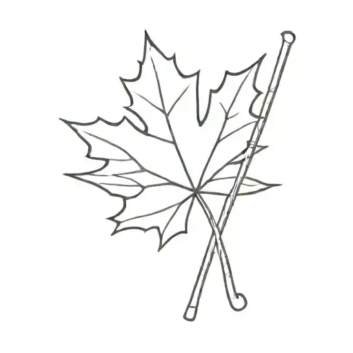 maple leaf with the number 9 and a hockey stick for a stem  tattoo design idea