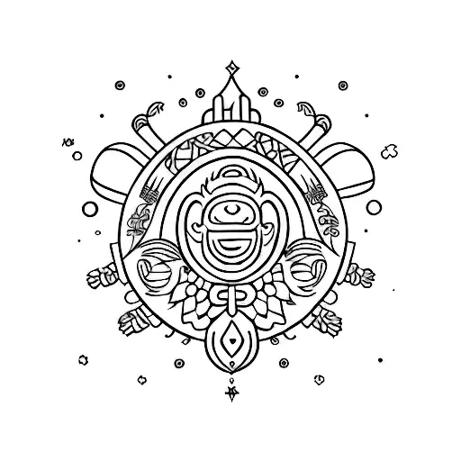 corona de obatala con odun ofun ika tattoo design idea