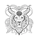 Incorporate obatala Santeria symbols into a minimalist tattoo of a butterfly and lion tattoo design idea