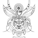 Incorporate obatala Santeria symbols into a minimalist tattoo of a butterfly and lion tattoo design idea