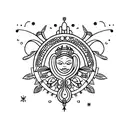 corona de obatala para mujer con mariposas tattoo design idea