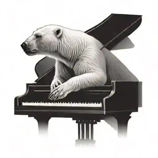 polar bear playing piano keys forming tattoo design idea