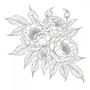 peonies and ranunculus flowers tattoo design idea