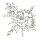 peonies and ranunculus flowers tattoo design idea
