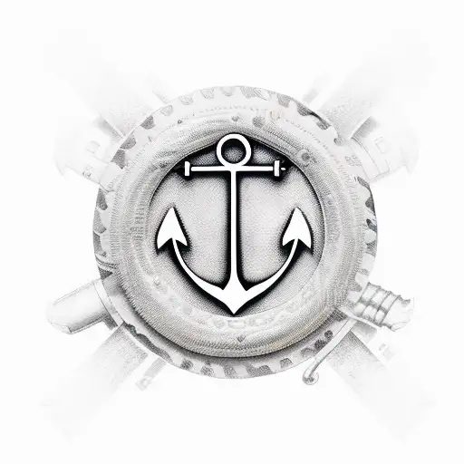 anchor with wrench key and ship tattoo design idea