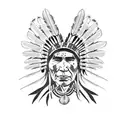 A native American chief wearing a headdress tattoo design idea