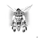 A native American chief wearing a headdress tattoo design idea