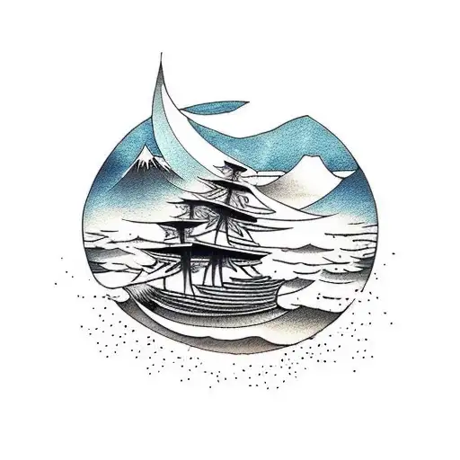 old wooden shipwreck  tattoo design idea