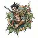 warrior in the garden tattoo design idea