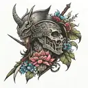 warrior in the garden tattoo design idea