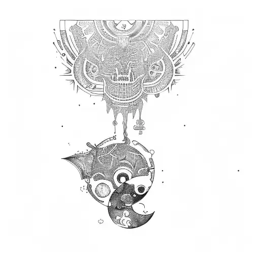 Moon Pressence and Amygdala tattoo design idea