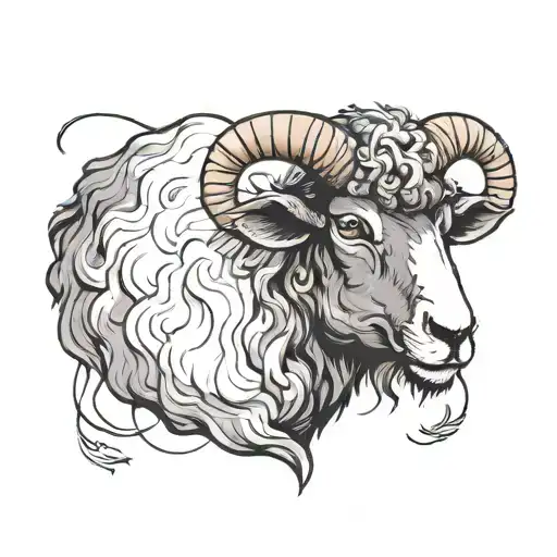 Black sheep head tattoo design idea