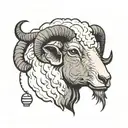 Black sheep head tattoo design idea
