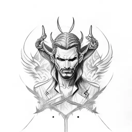 fair Lucifer sad relic tattoo design idea