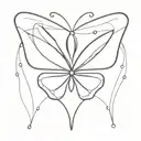 Incorporate flowy abstract line art into a minimalist butterfly design tattoo design idea