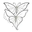 Incorporate flowy abstract line art into a minimalist butterfly design tattoo design idea