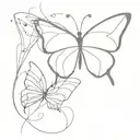 Incorporate flowy abstract line art into a minimalist butterfly design tattoo design idea