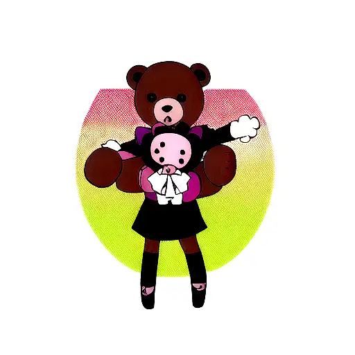 horror gothic teddy bear tattoo design idea