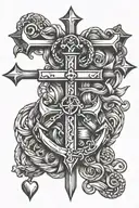 heart anchor cross tattoo design idea