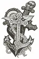 heart anchor cross tattoo design idea