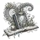book fantasy scene tattoo design idea
